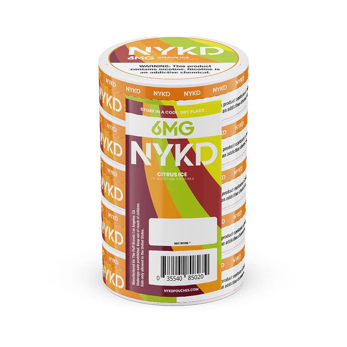 NYKD Nicotine Pouches (20ct Can)(5-Can Pack) | Citrus Ice 6mg