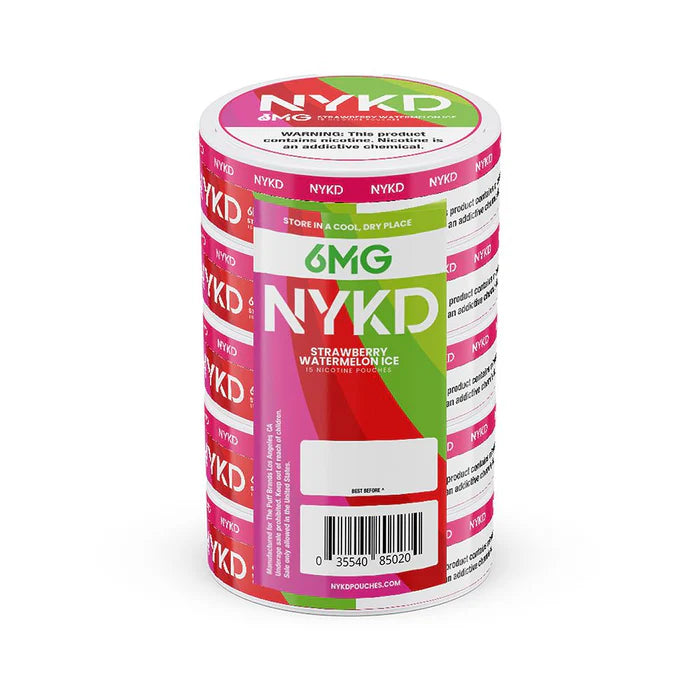 NYKD Nicotine Pouches (20ct Can)(5-Can Pack) | Strawberry Watermelon Ice 6mg