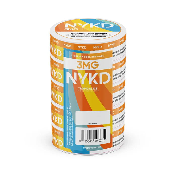 NYKD Nicotine Pouches (20ct Can)(5-Can Pack) | Tropical Ice 3mg