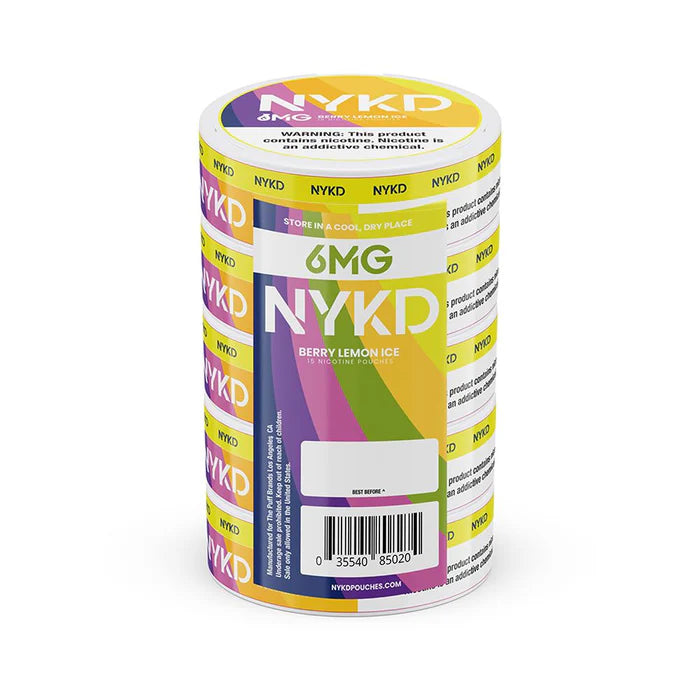 NYKD Nicotine Pouches (20ct Can)(5-Can Pack) | Berry Lemon Ice 6mg