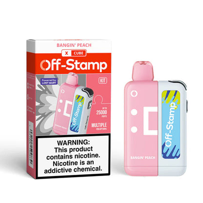 Off Stamp X Cube - 25K Puffs Disposable - 18mL 50mg (Disposable + Power Dock) | Bangin Peach with packaging