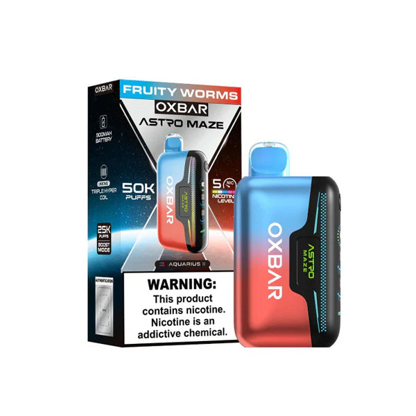 Oxbar Astro Maze - 50K Puffs Disposable - 14mL 50mg Fruity Worms with Packaging