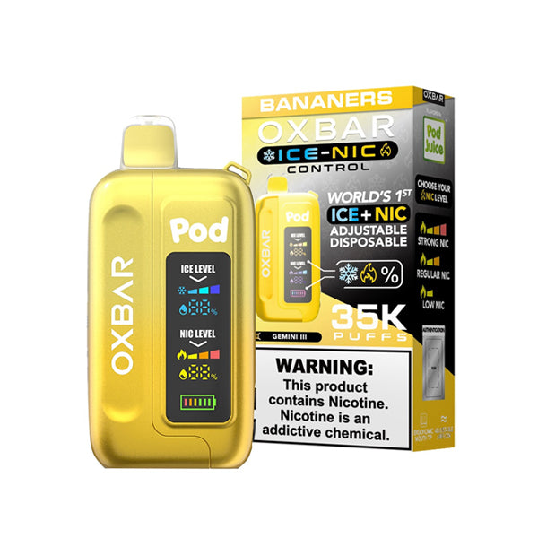 Oxbar Ice-Nic Control Pod Juice Edition - 35000 Puffs Disposable - 14mL 50mg |Bannaners  with Packaging