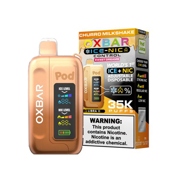 Oxbar Ice-Nic Control Pod Juice Edition - 35000 Puffs Disposable - 14mL 50mg | Churro Milkshake  with Packaging