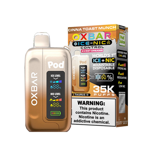 Oxbar Ice-Nic Control Pod Juice Edition - 35000 Puffs Disposable - 14mL 50mg | Cinna toast munch with Packaging