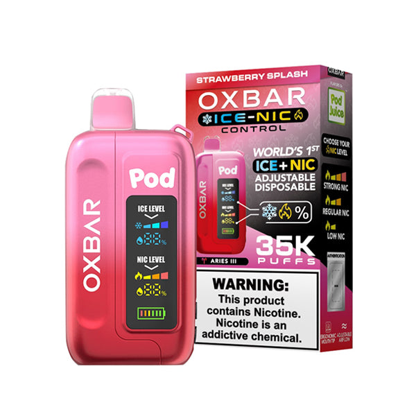 Oxbar Ice-Nic Control Pod Juice Edition - 35000 Puffs Disposable - 14mL 50mg | strawberry Splash with Packaging