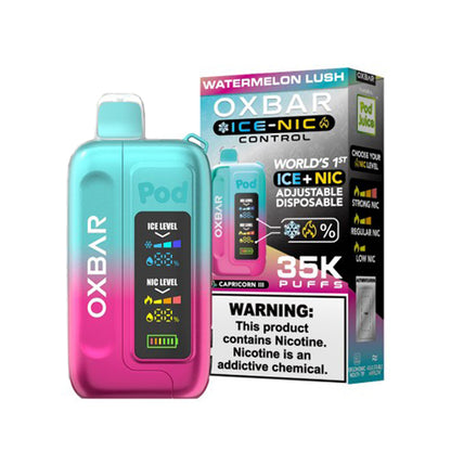 Oxbar Ice-Nic Control Pod Juice Edition - 35000 Puffs Disposable - 14mL 50mg | Watermelon Lush with Packaging