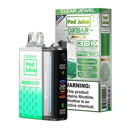 Oxbar Magic Maze 2.0 (Dispo) 30000 Puffs (Pod Juice Edt)(13mL) | Clear Jewel with packaging