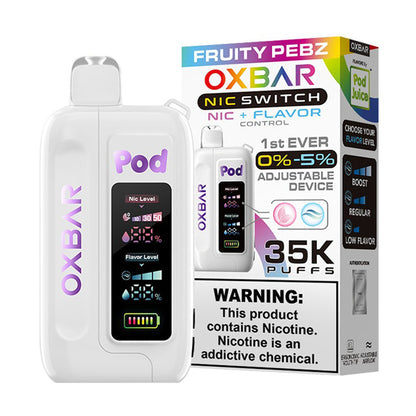 Oxbar Nic-Switch (Dispo) | (35000Puff) | (14mL) | Pod Juice Edt. | Fruity Pebz with packaging