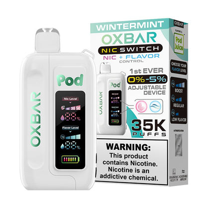 Oxbar Nic-Switch (Dispo) | (35000Puff) | (14mL) | Pod Juice Edt. | Wintermint with packaging