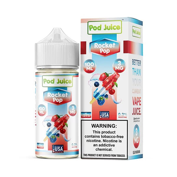 Rocket Pop by Pod Juice Series E-Liquid 100mL (Freebase) with packaging