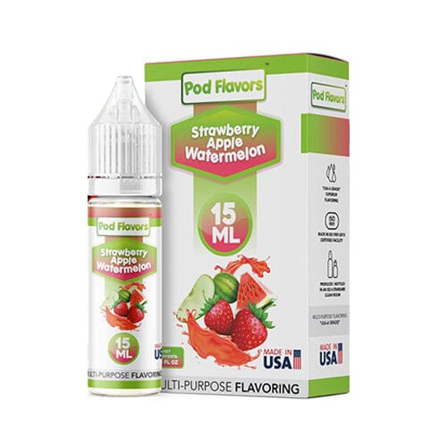 Pod flavors Multi-Purpose Flavoring 15mL Strawberry Apple Watermelon with Packaging