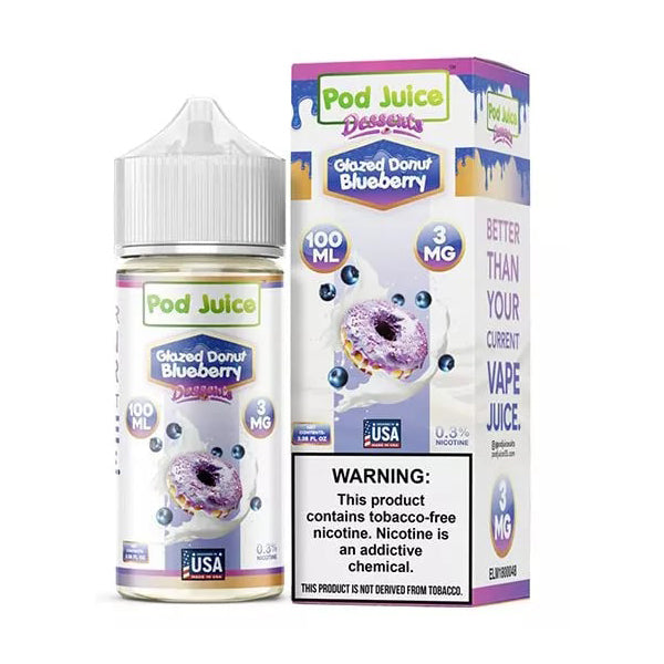 Glazed Donut Blueberry | Pod Juice | 100mL 3mg with packaging