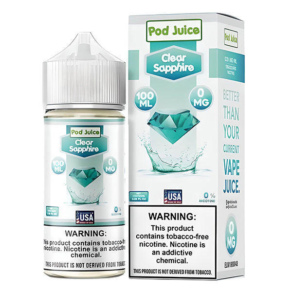 Pod Juice TFN Series 100mL - Clear Sapphire 00mg with Packaging