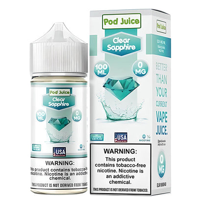 Pod Juice TFN Series 100mL - Clear Sapphire 00mg with Packaging