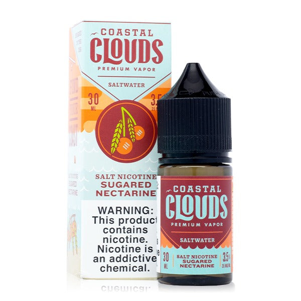 Sugared Nectarine by Coastal Clouds Salt Series E-Liquid 30mL (Salt Nic) - with packaging