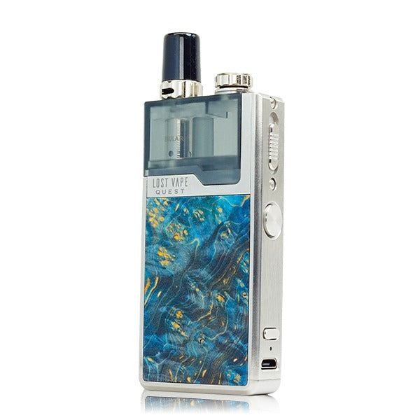 Lost Vape Quest Orion Q Pod Device  Full Kit Silver Blue Stabwood