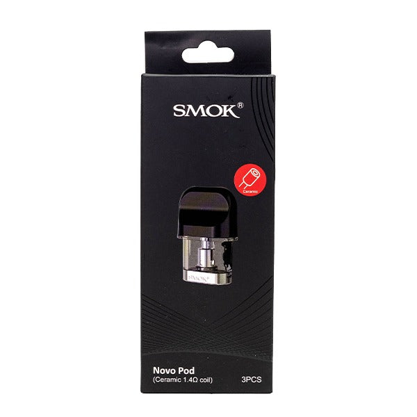 SMOK NOVO Refillable Pod Cartridge (Pack of 3) Ceramic Coil Pod 1.4ohm Packaging