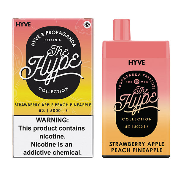 Hype Disposable | 5000 Puffs | 12mL | 5% Strawberry Apple Peach Pineapple with Packaging