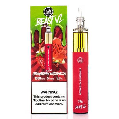 Puff Beast Bar V2 - 1500 Puffs Disposable - 5mL 50mg (Individual) Strawberry Watermelon with Packaging