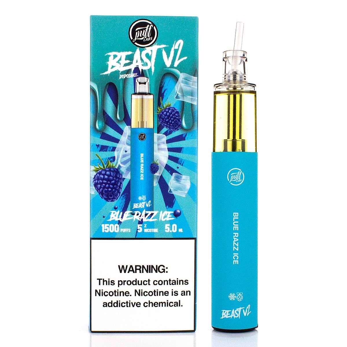 Puff Beast Bar V2 - 1500 Puffs Disposable - 5mL 50mg (Individual) Blue Razz Ice with Packaging