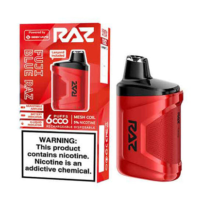 RAZ CA6000 6000 Puffs 10mL 50mg Disposable fuji blue razz with packaging