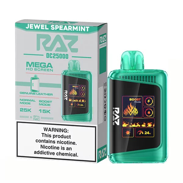 RAZ DC25000 - 25000 Puffs Disposable - 16mL 50mg |  Jewel Spearmint with packaging