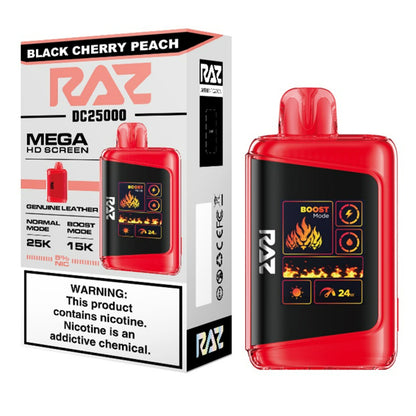 RAZ DC25000 - 25000 Puffs Disposable - 16mL 50mg | Black Cherry Peach with packaging