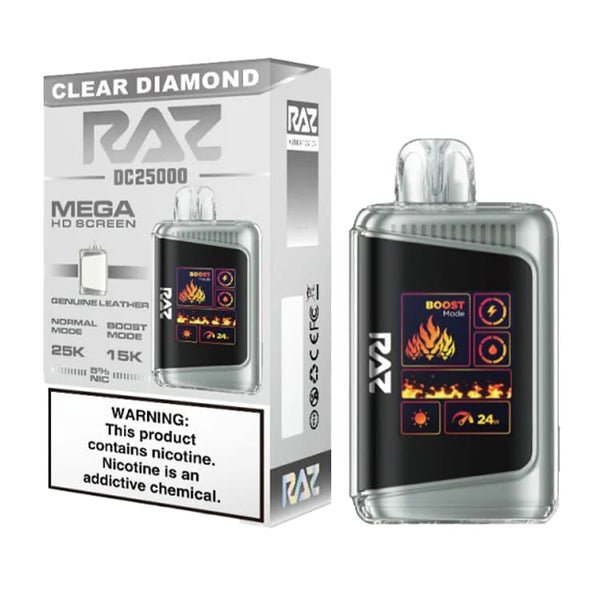 RAZ DC25000 - 25000 Puffs Disposable - 16mL 50mg | Clear Diamond with packaging