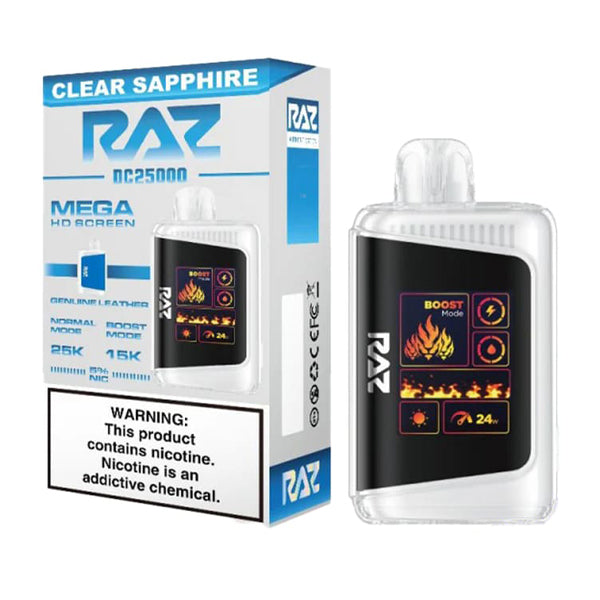 RAZ DC25000 - 25000 Puffs Disposable - 16mL 50mg | Clear Sapphire with packaging