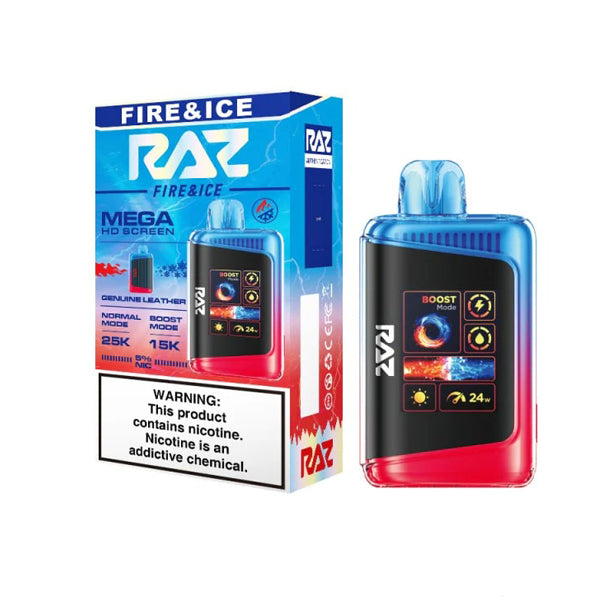 RAZ DC25000 - 25000 Puffs Disposable - 16mL 50mg | Fire Ice with packaging