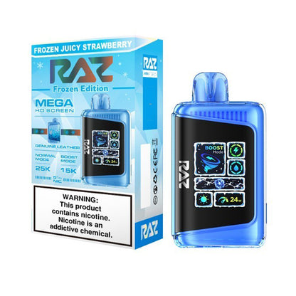 RAZ DC25000 - 25000 Puffs Disposable - 16mL 50mg | Frozen Juicy Strawberry with packaging