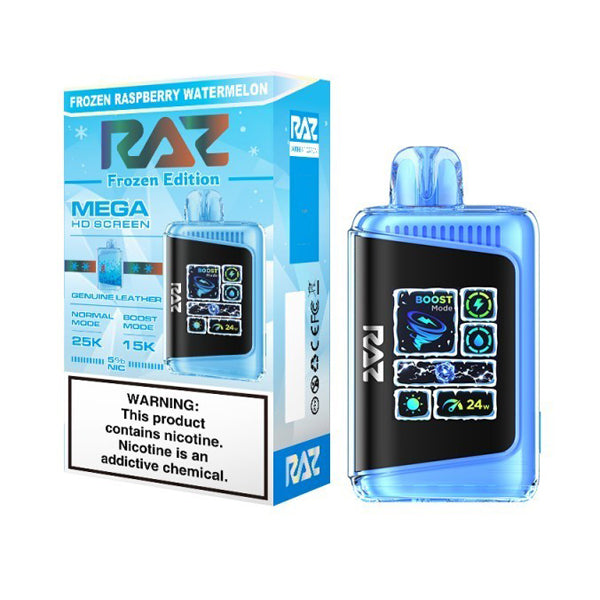 RAZ DC25000 - 25000 Puffs Disposable - 16mL 50mg | Frozen Raspberry Watermelon with packaging