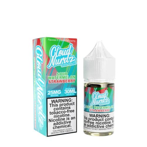 Sour Watermelon Strawberry Iced by Cloud Nurdz TFN Salts 30mL With Packaging