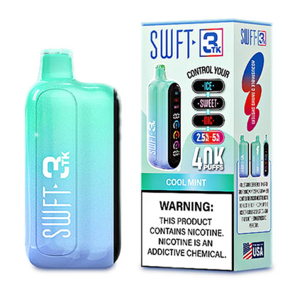 SWFT 3TK (Dispo) | 40000Puff | 24mL | Nic + Sweet + Ice Control | Cool Mint with packaging