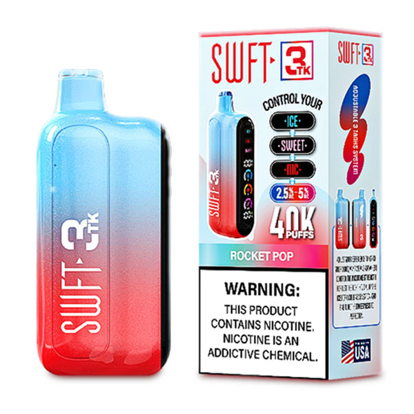 SWFT 3TK (Dispo) | 40000Puff | 24mL | Nic + Sweet + Ice Control | Rocket Pop with packaging