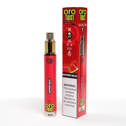 Twist Oro Flow Disposable | 3000 Puffs Raspberry Melon with Packaging