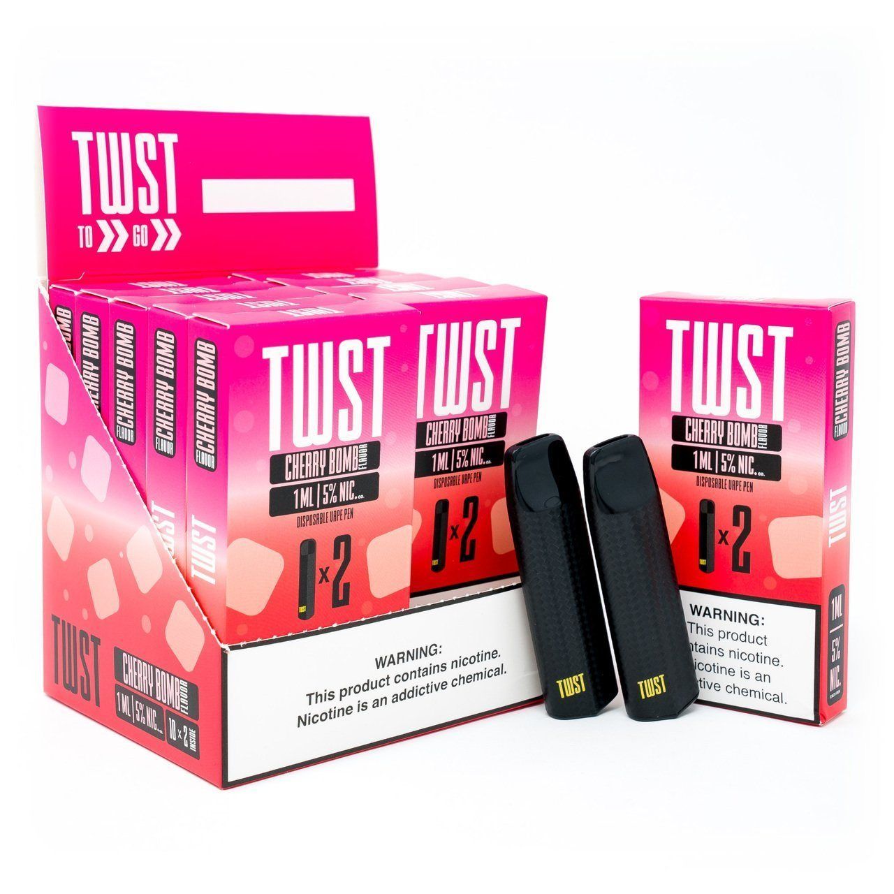 TWST E-liquids Disposable (2 Packs - Box of 10) Cherry Bomb with Packaging