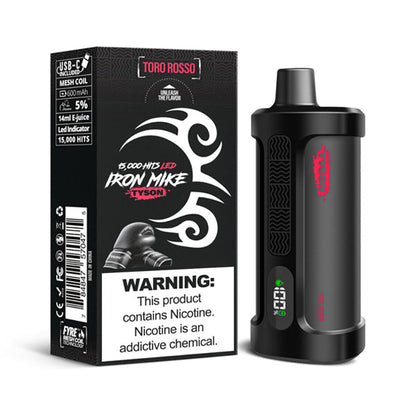 Tyson 2.0 Iron Mike - 15000 Puffs Disposable - 14mL 50mg | Toro Rosso with Packaging