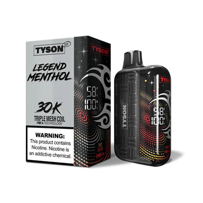 Tyson 2.0 Legend - 30K Puffs Disposable - 16mL 50mg Menthol Silver with Packaging