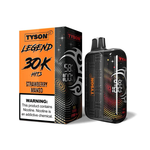 Tyson 2.0 Legend - 30K Puffs Disposable - 16mL 50mg Strawberry Mango with Packaging