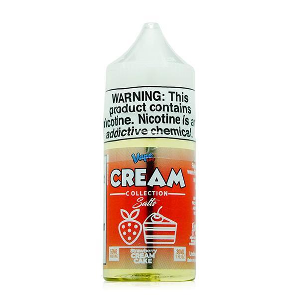 Vape 100 SALTS E-Liquid - Strawberry Cream Cake, 30mL Bottle