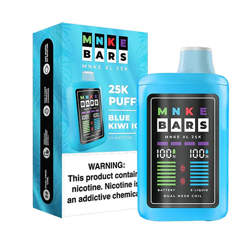 MNKE Bars Disposable 25000 Puffs 18mL 50mg Blue Kiwi with Packaging