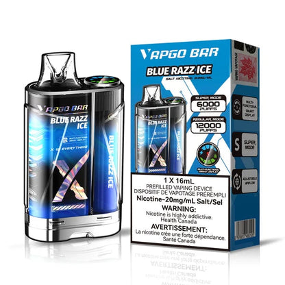 VAPGO Bar X 12K Disposable blue razz ice with packaging