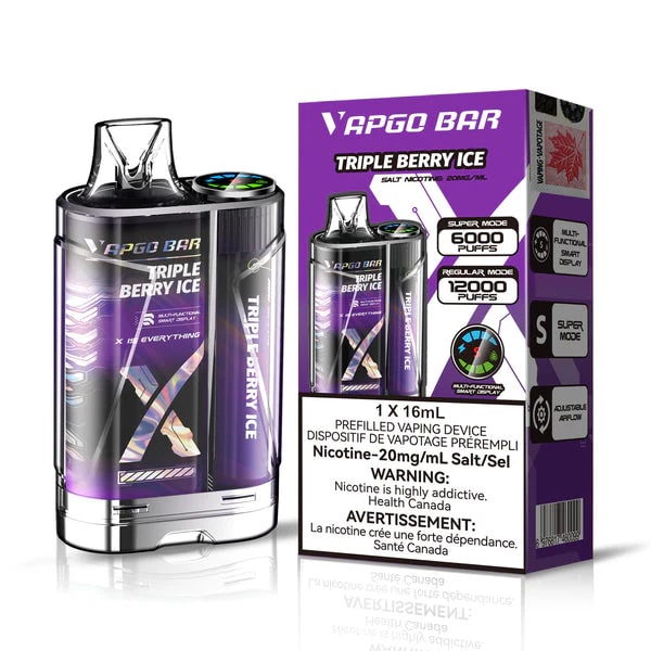 VAPGO Bar X 12K Disposable triple berry with packaging