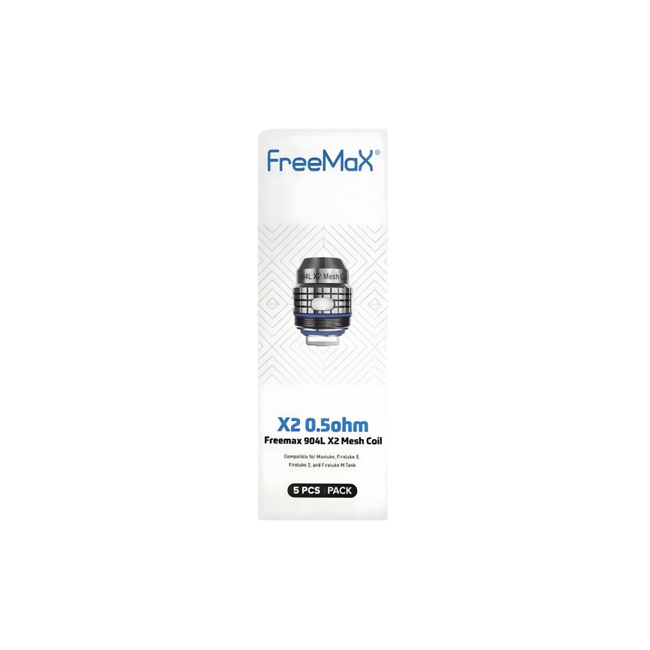 FreeMaX Maxluke 904L X2 0.5 ohm Replacement Coils (5-Pack)FreeMaX Maxluke 904L X Replacement Coils (5-Pack) Packaging