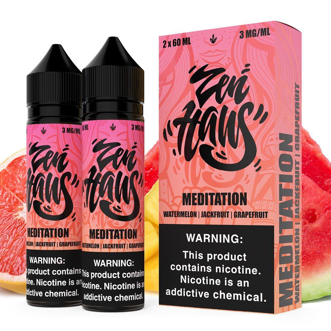 Meditation by Zen Haus Series E-Liquid 2X 60mL (Freebase) with Packaging